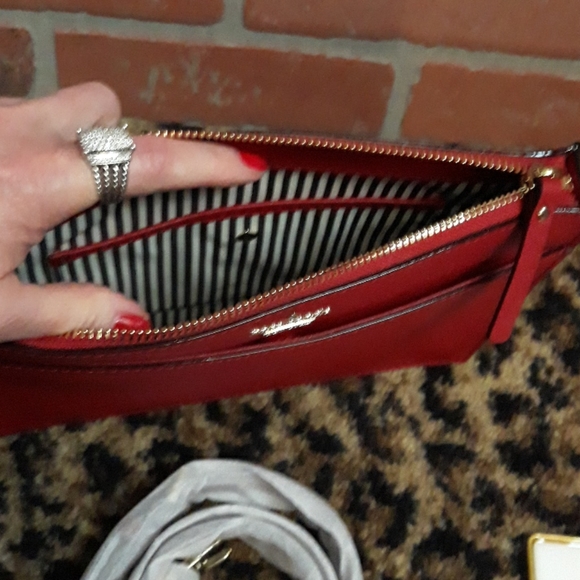 Kate Spade Red Hot Clutch Crossbody Cameron Clarise Purse Handbag NEW Versatile - Picture 7 of 13